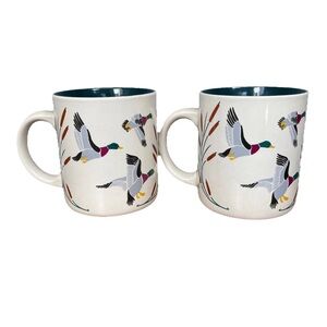 Vintage KIC Mallard Duck Ceramic Coffee Mug hunting Cabin Set Of 2 New With Tags
